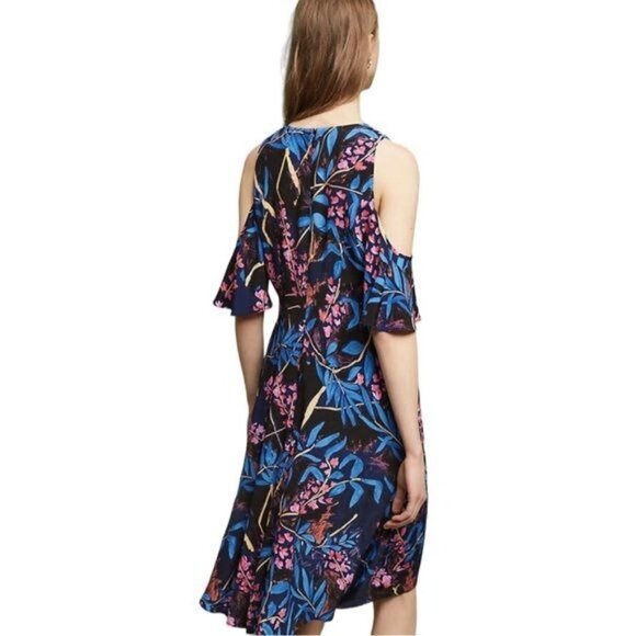 LAST CHANCE ANTHROPOLOGIE MAEVE Elia Cold-Shoulder Floral Dress Size 4 - Picture 2 of 10